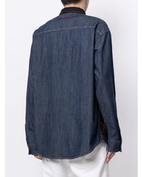 dunkelblaues Langarmhemd mit Argyle-Muster von DSQUARED2