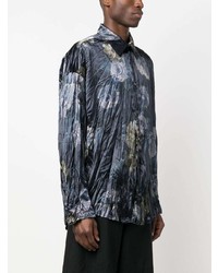 dunkelblaues Langarmhemd mit Blumenmuster von Acne Studios