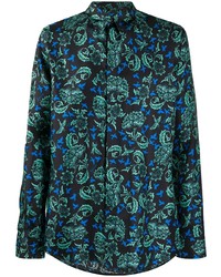 dunkelblaues Langarmhemd mit Blumenmuster von Givenchy