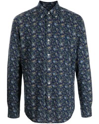 dunkelblaues Langarmhemd mit Blumenmuster von Polo Ralph Lauren