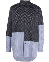 dunkelblaues Langarmhemd mit Flicken von Engineered Garments