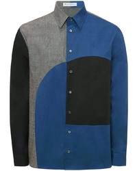 dunkelblaues Langarmhemd mit Flicken von JW Anderson