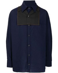 dunkelblaues Langarmhemd mit Flicken von Kolor