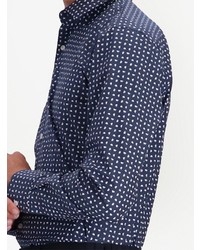 dunkelblaues Langarmhemd mit geometrischem Muster von BOSS