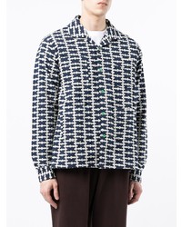 dunkelblaues Langarmhemd mit geometrischem Muster von Clot