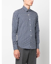 dunkelblaues Langarmhemd mit geometrischem Muster von Canali