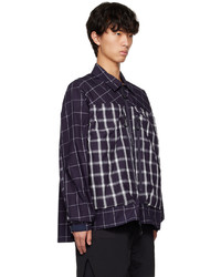dunkelblaues Langarmhemd mit Karomuster von CMF Outdoor Garment