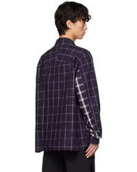 dunkelblaues Langarmhemd mit Karomuster von CMF Outdoor Garment