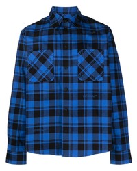 dunkelblaues Langarmhemd mit Karomuster von Off-White