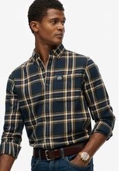 dunkelblaues Langarmhemd mit Karomuster von Superdry