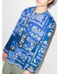 dunkelblaues Langarmhemd mit Paisley-Muster von Neighborhood