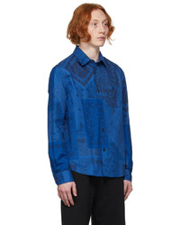 dunkelblaues Langarmhemd mit Paisley-Muster von Kenzo