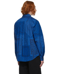dunkelblaues Langarmhemd mit Paisley-Muster von Kenzo