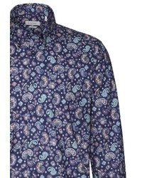 dunkelblaues Langarmhemd mit Paisley-Muster von Bugatti