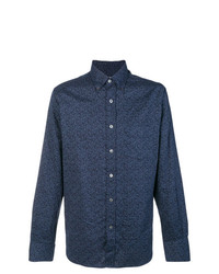 dunkelblaues Langarmhemd mit Paisley-Muster von Canali