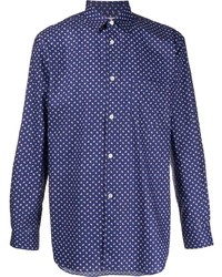 dunkelblaues Langarmhemd mit Paisley-Muster von Comme Des Garcons SHIRT