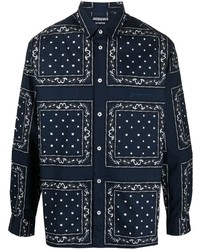 dunkelblaues Langarmhemd mit Paisley-Muster von Jacquemus