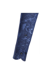 dunkelblaues Langarmhemd mit Paisley-Muster