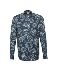 dunkelblaues Langarmhemd mit Paisley-Muster von Jacques Britt