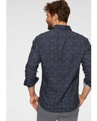 dunkelblaues Langarmhemd mit Paisley-Muster von Joop Jeans