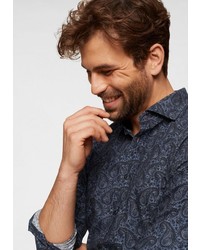 dunkelblaues Langarmhemd mit Paisley-Muster von Joop Jeans