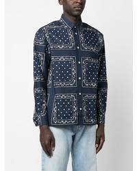 dunkelblaues Langarmhemd mit Paisley-Muster von Jacquemus