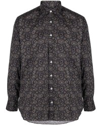 dunkelblaues Langarmhemd mit Paisley-Muster von Lardini