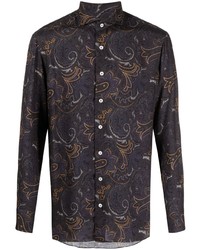 dunkelblaues Langarmhemd mit Paisley-Muster von Lardini
