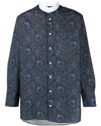 dunkelblaues Langarmhemd mit Paisley-Muster von MACKINTOSH