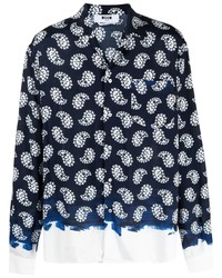 dunkelblaues Langarmhemd mit Paisley-Muster von MSGM