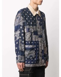 dunkelblaues Langarmhemd mit Paisley-Muster von Readymade