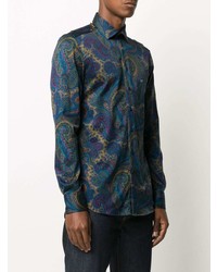 dunkelblaues Langarmhemd mit Paisley-Muster von Etro