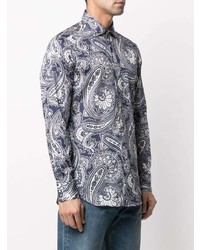 dunkelblaues Langarmhemd mit Paisley-Muster von Etro