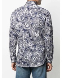 dunkelblaues Langarmhemd mit Paisley-Muster von Etro