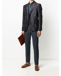 dunkelblaues Langarmhemd mit Paisley-Muster von Etro