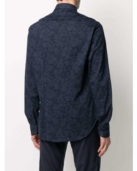 dunkelblaues Langarmhemd mit Paisley-Muster von Orian