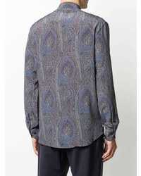 dunkelblaues Langarmhemd mit Paisley-Muster von Etro