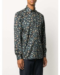 dunkelblaues Langarmhemd mit Paisley-Muster von Etro