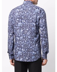 dunkelblaues Langarmhemd mit Paisley-Muster von Karl Lagerfeld