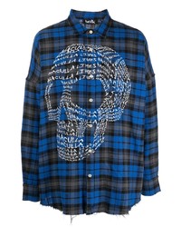 dunkelblaues Langarmhemd mit Schottenmuster von Haculla