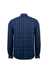 dunkelblaues Langarmhemd mit Schottenmuster von LERROS Hemd mit Indigo-Karo