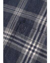 dunkelblaues Langarmhemd mit Schottenmuster von Marc O'Polo