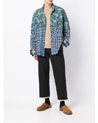 dunkelblaues Langarmhemd mit Schottenmuster von Greg Lauren