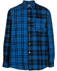 dunkelblaues Langarmhemd mit Schottenmuster von PS Paul Smith