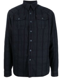 dunkelblaues Langarmhemd mit Schottenmuster von Ralph Lauren RRL