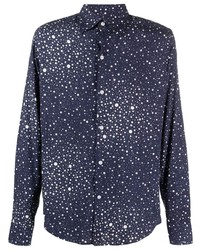 dunkelblaues Langarmhemd mit Sternenmuster von FURSAC