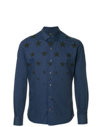 dunkelblaues Langarmhemd mit Sternenmuster von GUILD PRIME