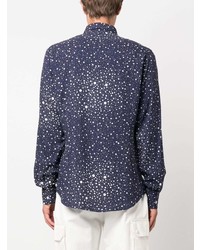 dunkelblaues Langarmhemd mit Sternenmuster von FURSAC