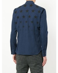 dunkelblaues Langarmhemd mit Sternenmuster von GUILD PRIME