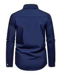 dunkelblaues Langarmhemd mit Vichy-Muster von Allthemen
